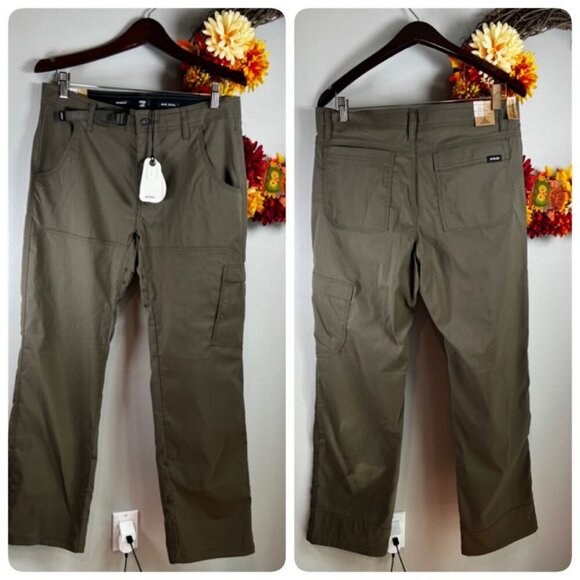 ***SOLD**prAna Mens Stretch Zion Pant Sz 32/32 in MUD Relaxed Fit Straight Leg - Picture 1 of 10
